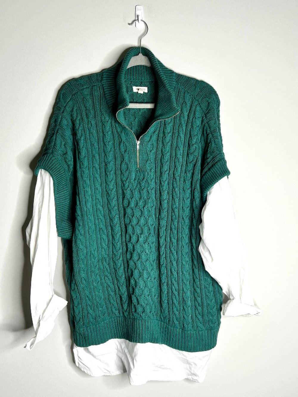 Pilcro Anthropologie Chunky Cable-Knit Twofer Sweater Preppy Academia Sz XL - Picture 3 of 6